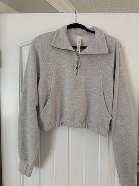 lululemon athletica Light Gray Cropped Quarter-Zip Pullover (waffle texture)